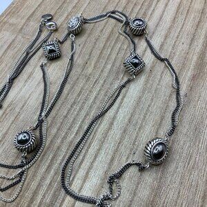 Alfani Silver Tone Antique Style Rhinestone Long Necklace